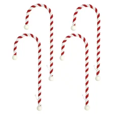 9 In. Red and White Polyester Candy Cane Stocking Holder 4-Pack
