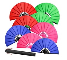 8 PCS Large Folding Fans Set for Line Dance  Popping, Boots on The Ground