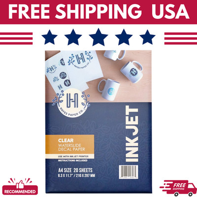 Hayes Paper Co Clear Inkjet Waterslide Decal Paper A4 20 Sheets Premium Transfer