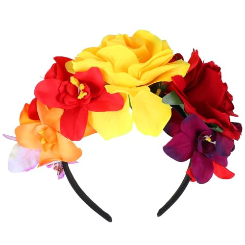 Halloween Headbands, Floral Day of the Dead Headband Mexican Flower Rose Crown - Afbeelding 1 van 7