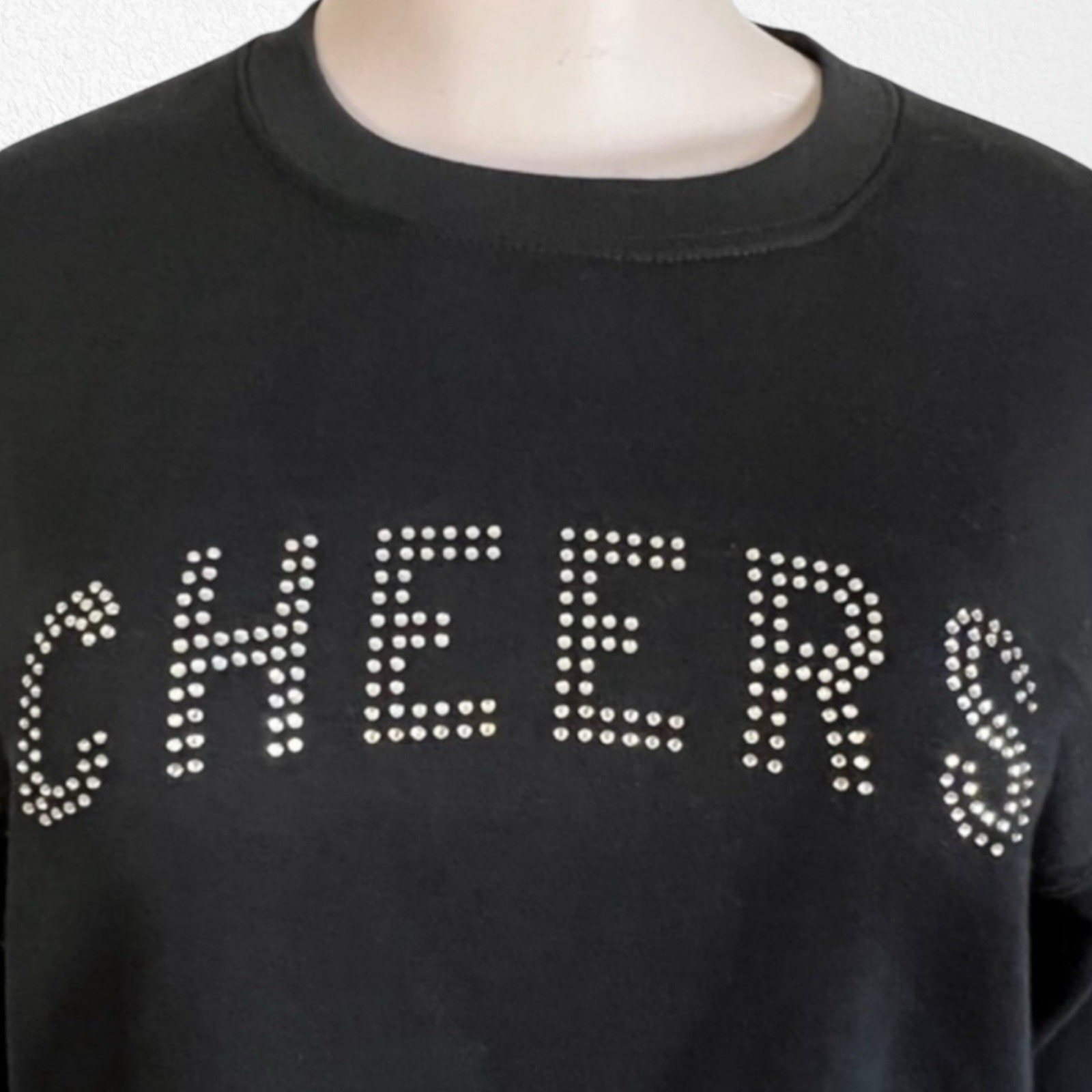 NEW Sub_Urban Riot NYE CHEERS Willow Sweatshirt Black/Rhinestone SZ XS