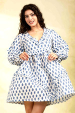 Boho Cotton white short dress floral print tunics sexy party dress for women