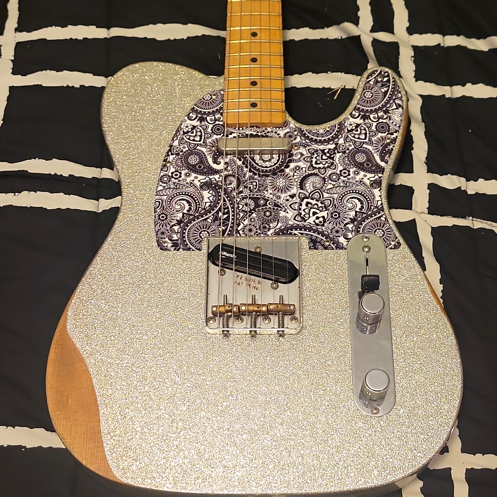 Fender Telecaster Standard Silver Sparkle Electric Guitar Maple Neck Paisley PG