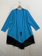 Adrienne Vittadini Open Cardigan Women  s XL Blue Sheer Academia Business Work