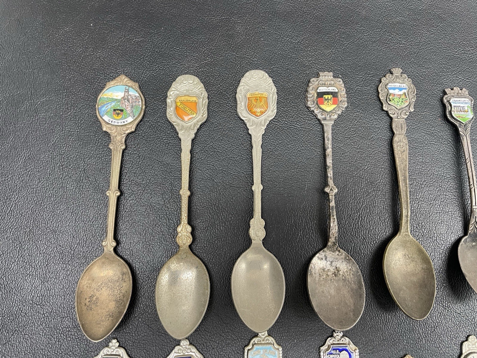 Lot Of 39 Antique Souvenir Spoons, Collector spoon Lot, Silverware Flatware, VTG