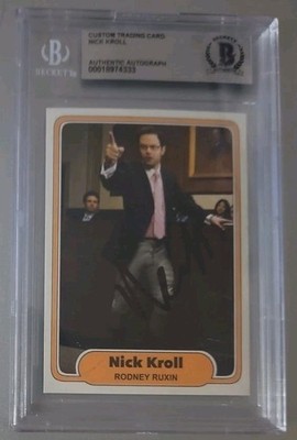 Nick Kroll Custom Signed Card - Rodney Ruxin In The League- Beckett Encapsulated