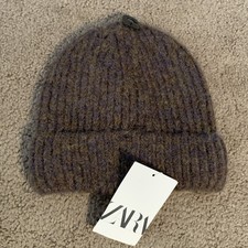 NWT Zara Chunky Knit Winter Hat Cap Kids 10-14 Years 56 cm Soft Brown