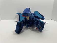 Folkmanis DRAGON 3 Headed Blue Hand Puppet Plush Stuffed Animal 12" Long EUC