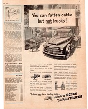 1949 Dodge Job-Rated Farm Trucks You Can Fatten Cattle Single Page Print Ad