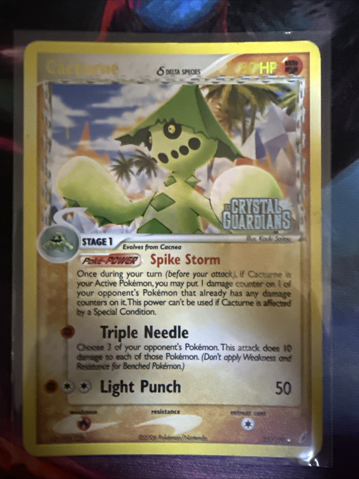 Pokemon TCG Cacturne 15/100 EX Crystal Guardians Reverse Holo Stamped NM