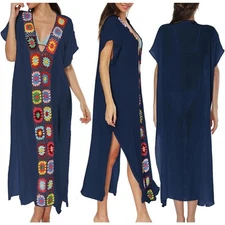 Davi & Dani NWT Navy Beach Cover-Up Sz M Crochet Trim Boho Resortwear