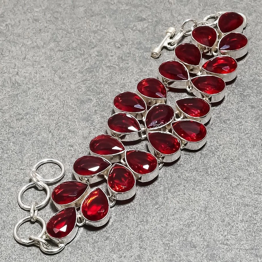 Mosambik Granat Edelstein Armband verstellbare Kette Birnenform Geschenk Schm... - Bild 4 von 4