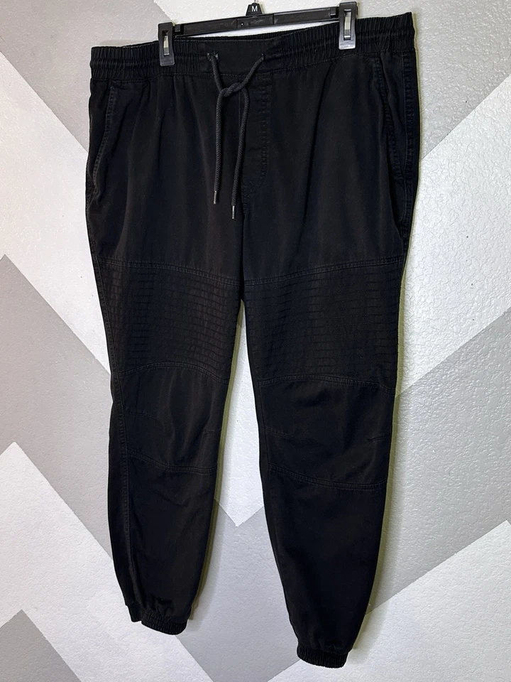 Pantalones de chándal American Rag para hombre negros lisos al tobillo talla XL con cordón (38x28) LEER Foto 4 de 4