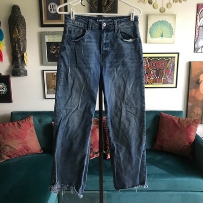 KANCAN size 7 / 27 Violet High Rise Slim Wide Leg Jeans Frayed Hem #KC2565L