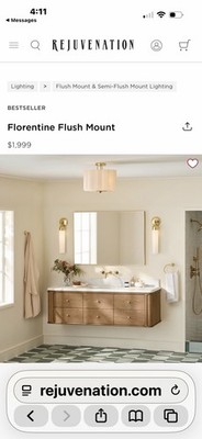 Rejuvenation Florentine Flush Mount Gold Modern Glass Metal Ceiling Light