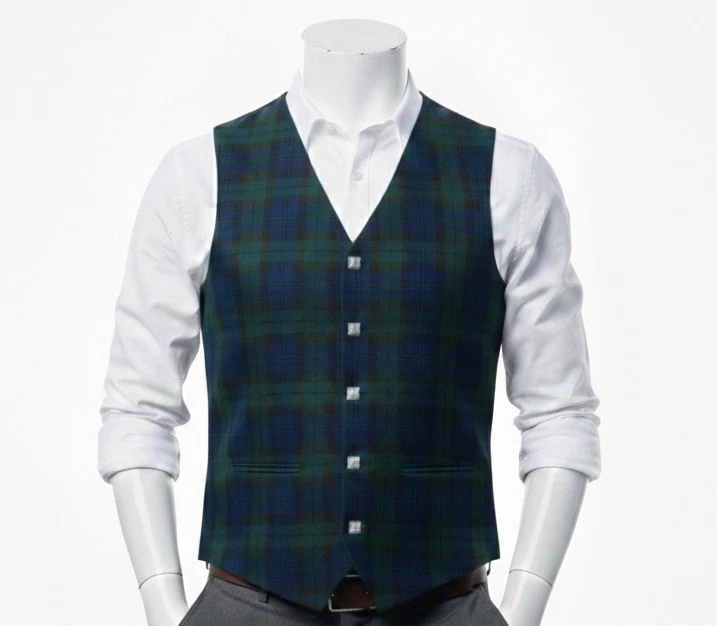 Men Black Watch Tartan Waistcoat 5 Buttons Vest for Wedding or Party Wear
Opens in a new window or t