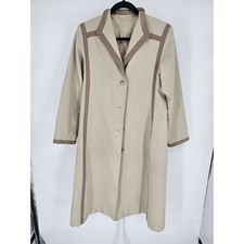Bonders Women's Long Sleeve Button Down Tan Collared Over Coat Size S