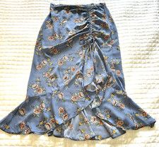 Ruffle Asymmetrical Tie Skirt Blue Floral Y2K Boho Cottage Medium MAX STUDIO