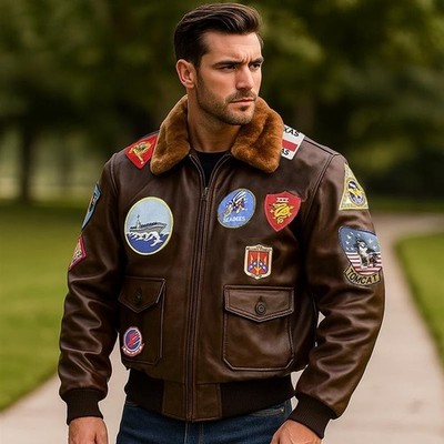 Tom Cruise Top Gun Pete Maverick Bomber Fur Leather Flying Jacket