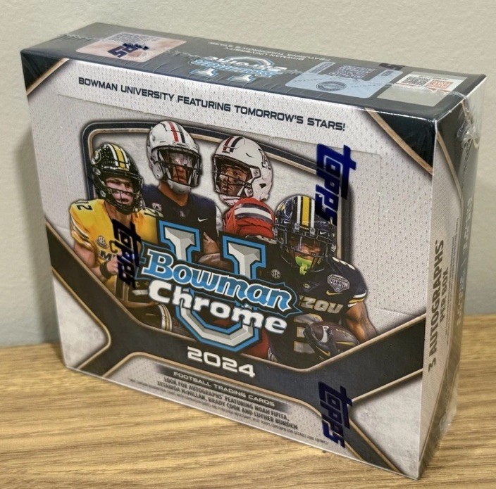 2024 Bowman Chrome Football Hobby Jumbo Box - 3 Autos - New, Factory Sealed!