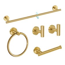 5 Piece Brushed Gold Bathroom Hardware Set with Towel Racks for Bathroom 23.6...