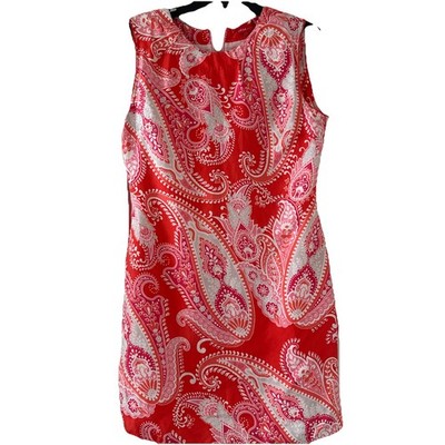 ALTEA Women s Orange Paisley Print Sleeveless Dress Made In Italy Size Lg Silk