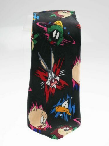Looney Tunes Neck Tie Bugs Bunny Daffy Duck Marvin the Martian Porky Pig Taz - Picture 1 of 2