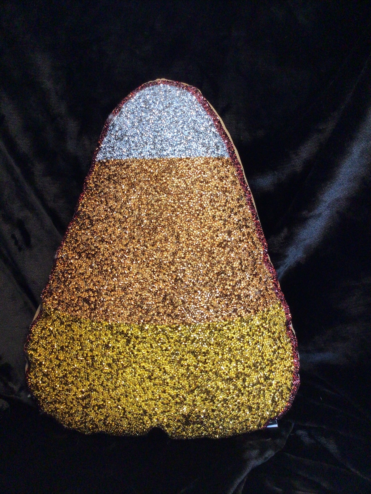 Halloween Candy Corn Sparkels Home Rhinestone Throw Pillow- Shimmers