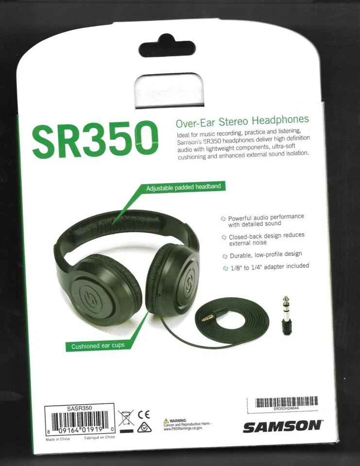 NEW Samson SR350 Over-Ear Stereo Headphones (Black) - Image 3 of 4