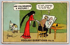 Vintage Postcard Humor Funny Cartoon Foolish Questions Painting c1913 ~8041