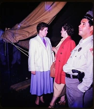 Interesting people + officer w/gun - Stereo Realist Slide Kodachrome #1045