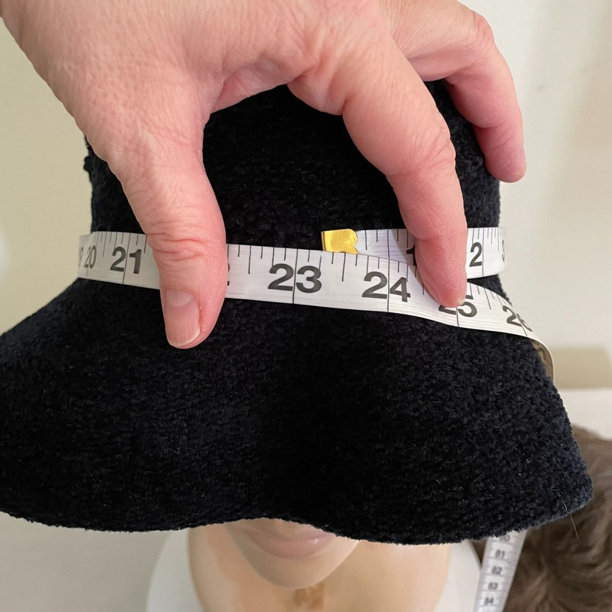 Vintage 90s Black Acrylic Knit Textured Womens Bucket Hat w  display picture 1