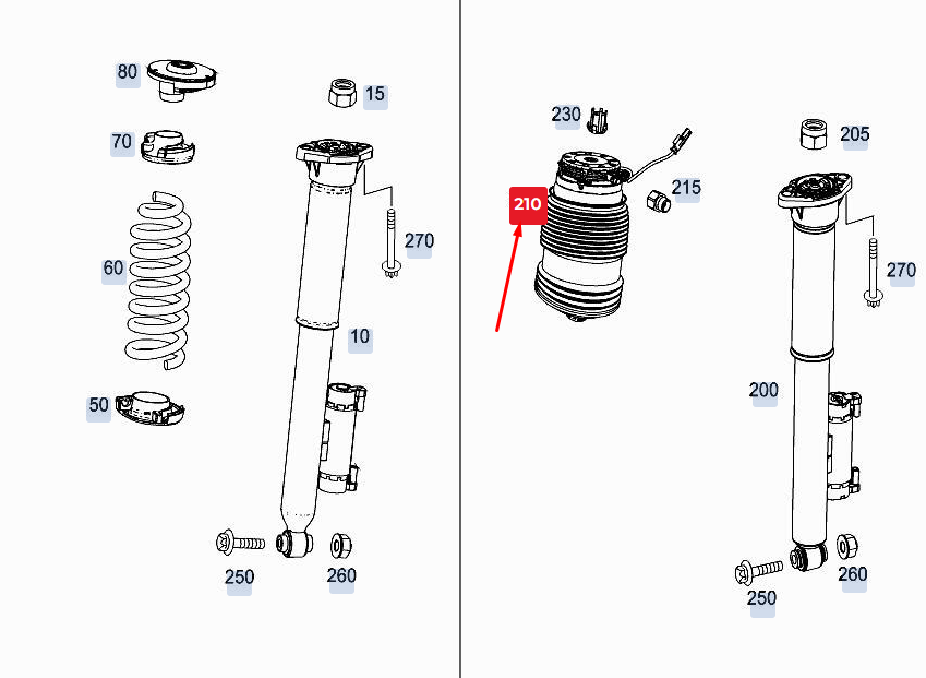 MERCEDES-BENZ GLC X253 Rear Left Air Spring A2133200125 NEW
