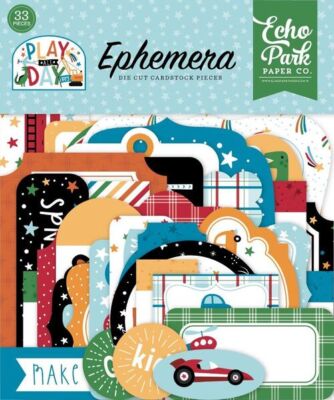ECHO PARK ''PLAY ALL DAY'' BOY  EPHEMERA  CHILD BOY 33 PCS.  SCRAPJACK'S PLACE