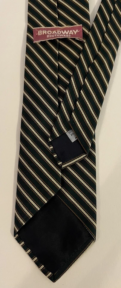 Corbata para hombre Broadway azul dorado a rayas seda Foto 2 de 4