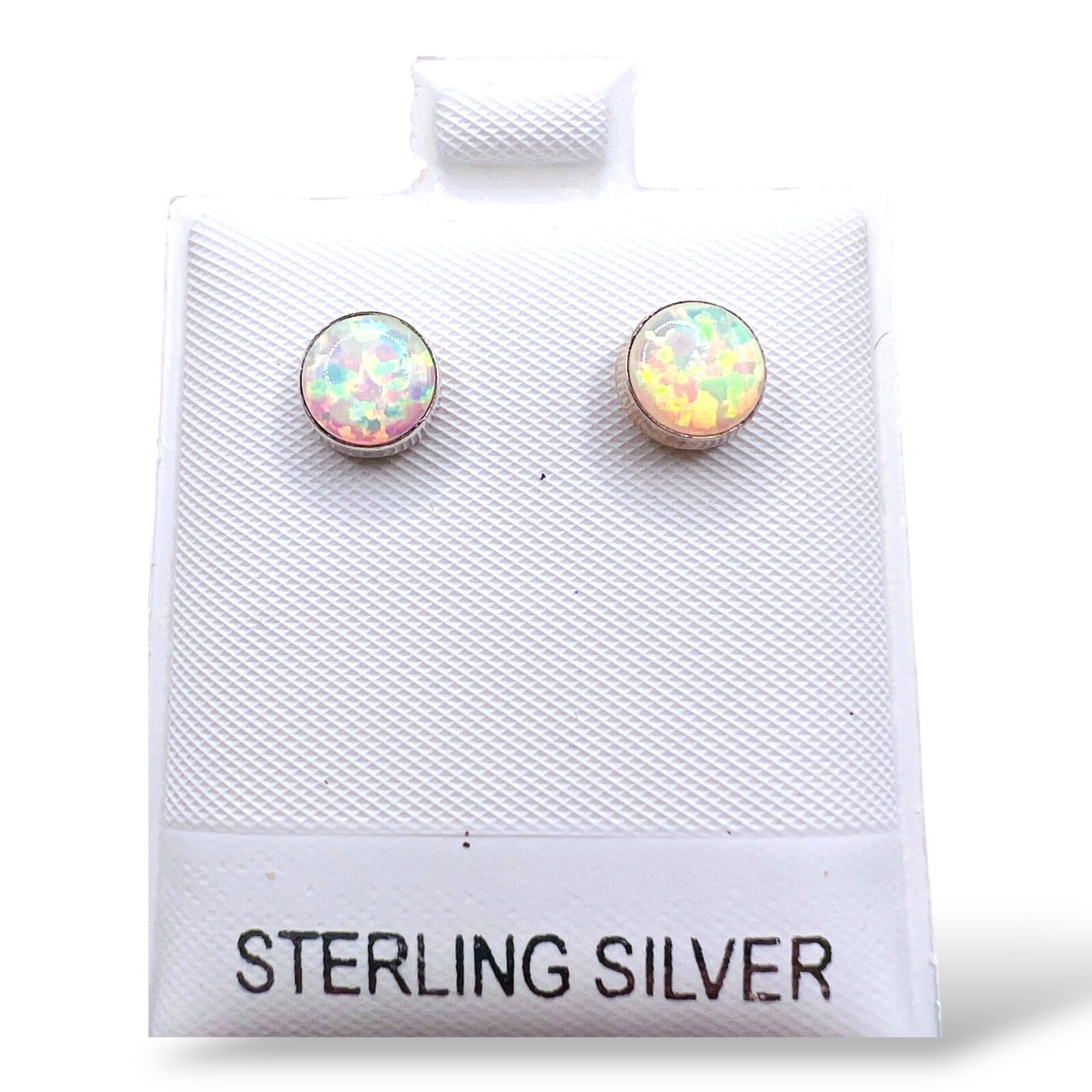 Solid 925 Sterling Silver White Opal Round Bezel … - image 3