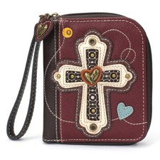 Chala CROSS Zip Around Wallet Wristlet 5"W x 6"H x 1"D Vegan Leather NWT