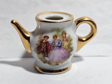LIMOGES FRANCE TEA POT TEAPOT POTTERY TEISSONNIERE VINTAGE MINIATURE