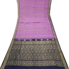 Vintage Pink Sarees 100 Pure Cotton Zari Handwoven Sari 5YD Decor Craft Fabric