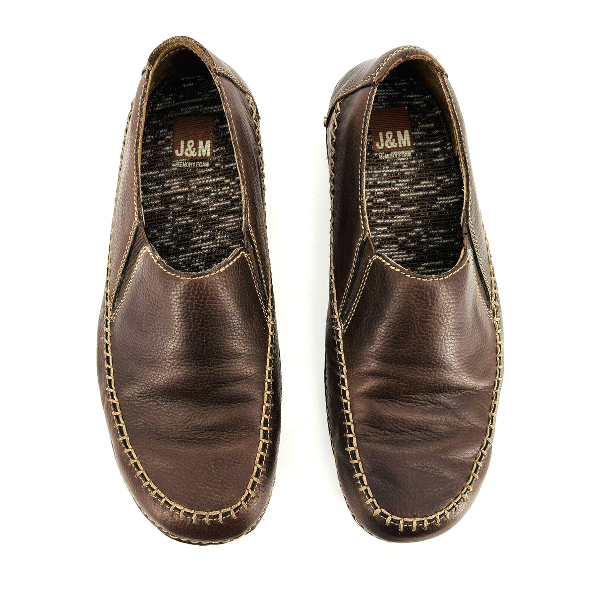 メモリー⑩ Mens 8 M J&M Johnston Murphy Brown Leather Memory Foam Loafers