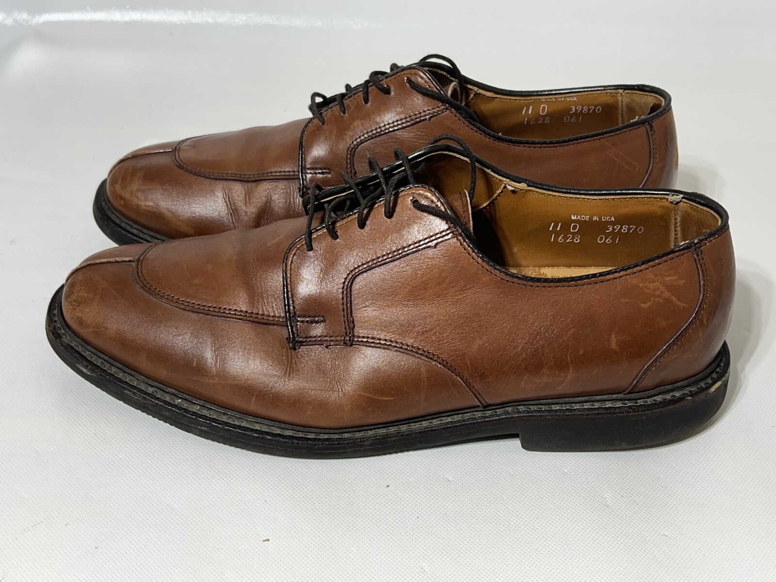 SAOLA Scarpe uomo ALLEN EDMONDS taglia 11 D Ashton punta divisa derby vibram 1628 marrone