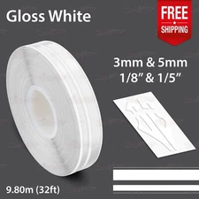 GLOSS WHITE 9/16" 15mm Twin Lines Roll PIN STRIPE Car TAPE Decal Vinyl Sticker