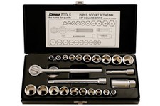 Kamasa Socket Set 3/8''D 25 Piece Metric & AF 40 Teeth Ratchet & Accessories
