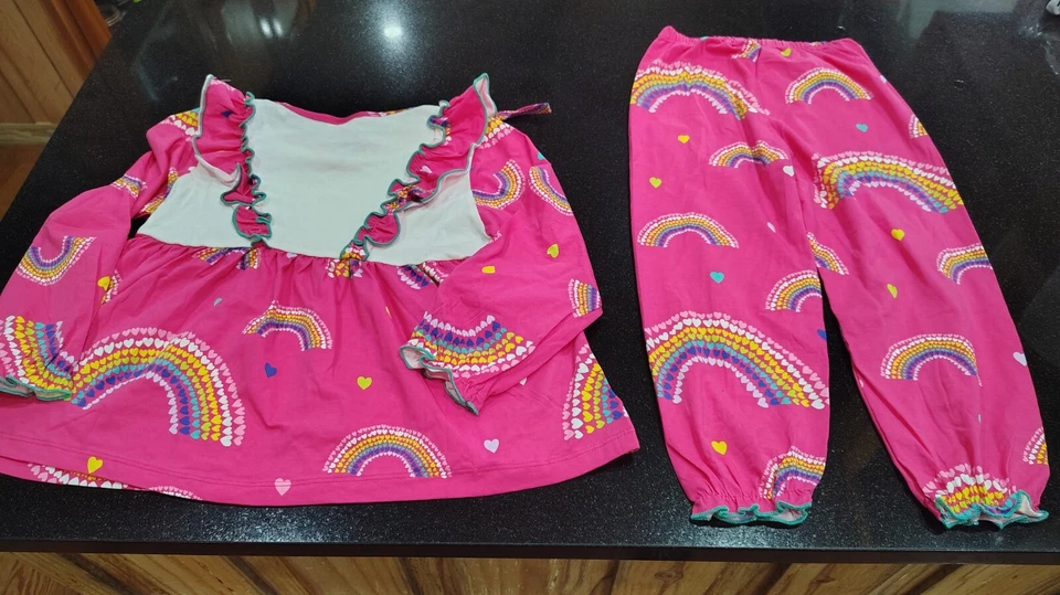 Girls Gymboree size 8t pink rainbow heart design pajama set new w/ out tags - Image 2 of 4
