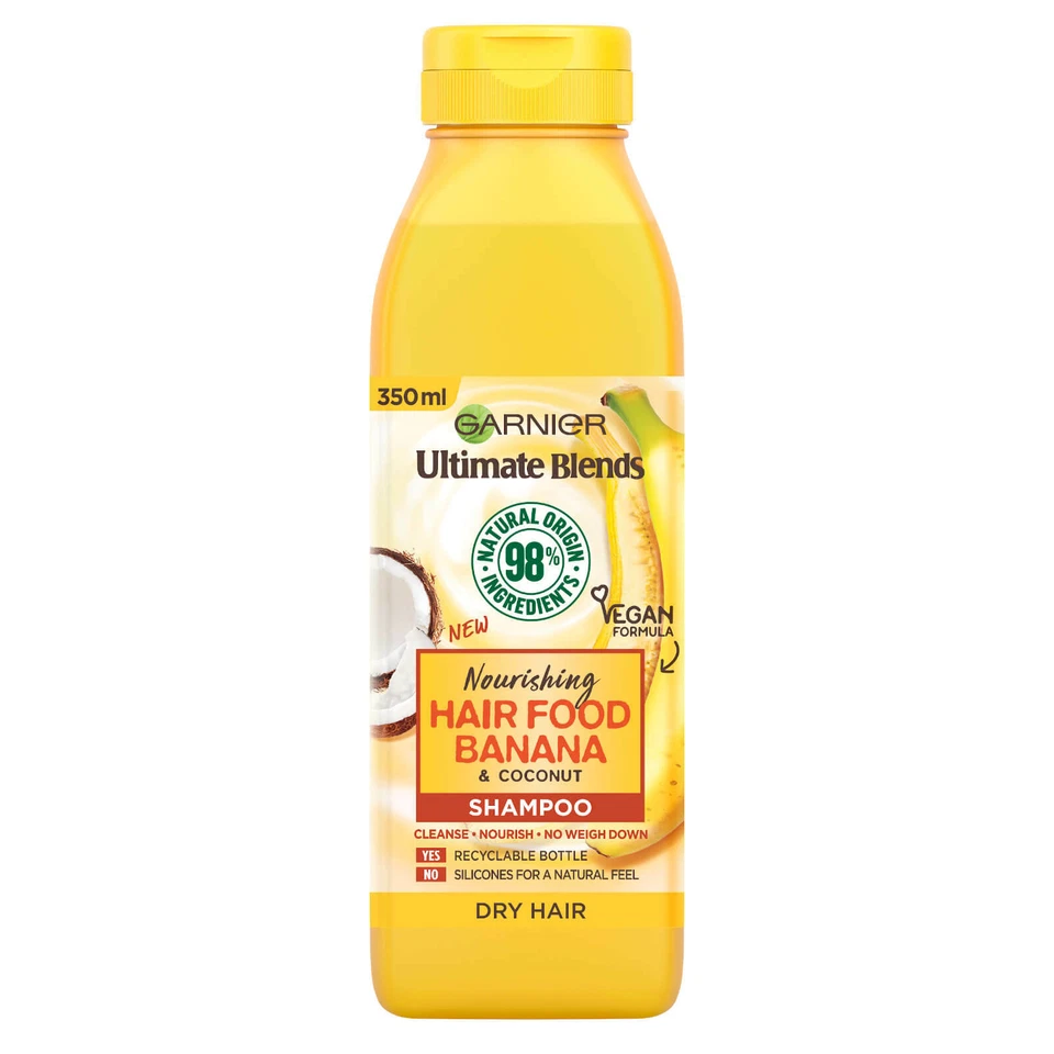 Garnier Ultimate Blends Hair Food Banana Coconut Shampoo &conditioner 350ml X4