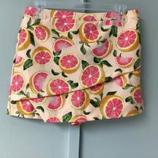 GB Girls Denim Skort Size XL Wrap Elastane Waist Oranges Prints Summer