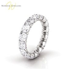 3.5ctw Cushion Diamond Petite Prong Set Eternity Band 14K White Gold
