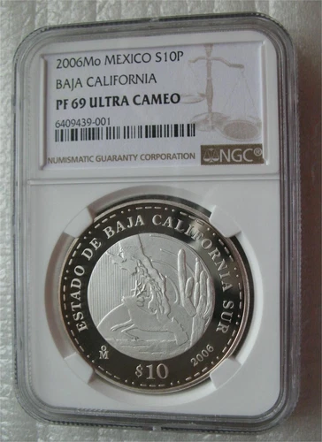 Mexico 10 Pesos 2006 Silver Proof Coin Federation,Baja California NGC PF69