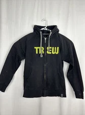 trew gear Mens Medium Full Zip Black Hoodie Paint Stains Cotton Blend