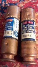 Lot of 2 new surplus Fusetron FRN-R-5, 5 amp, 250 volt fuses- Fast Shipping